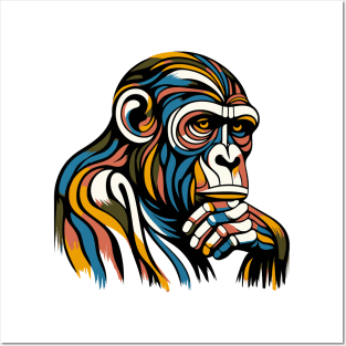 Pop art monkey illustration. cubism illustration of monkey Posters and Art